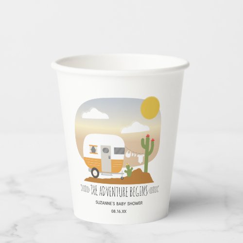 Adventure Orange Camper Clothesline Baby Shower  Paper Cups