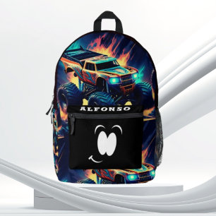 Adventure outing monster truck summertime printed backpack