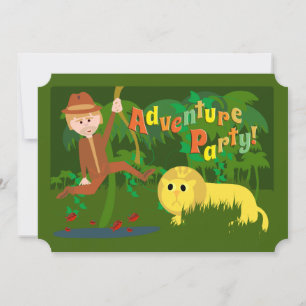 Adventure Party Fun Art Cartoon Safari Invitation