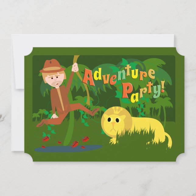 Adventure Party Fun Art Cartoon Safari Invitation (Front)