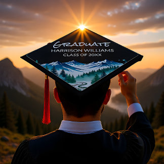 Adventure Path Mountain Graduation Cap Topper