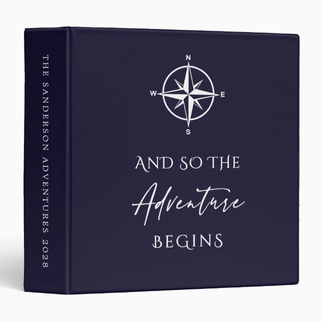 Adventure Personalized Dark Blue 3 Ring Binder (Front/Spine)