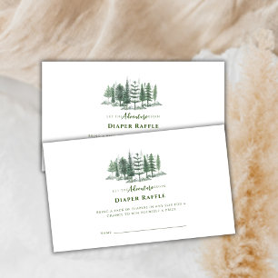 Adventure Pine Forest Diaper Raffle Baby Shower Enclosure Card