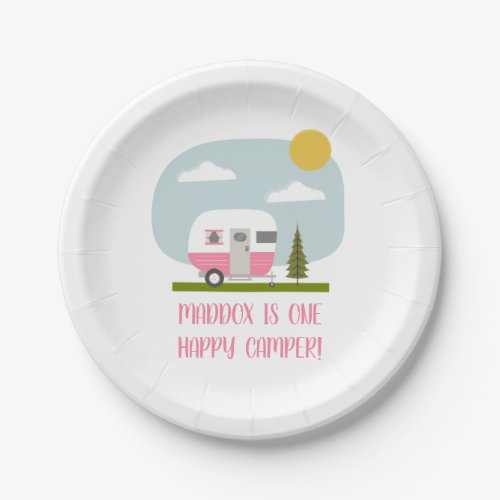 Adventure Pink Camper Birthday  Paper Plates