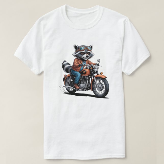 Adventure Raccoon Biker Classic Motorcycle Graphic T-Shirt (Design Front)