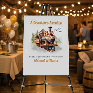 Adventure Retirement Vintage Train Mountains Foam Board