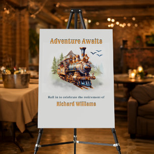 Adventure Retirement Vintage Train Mountains Foam Board