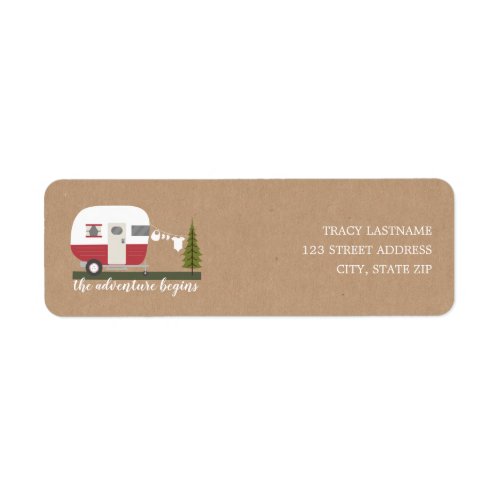 Adventure Retro Camper Trailer Neutral Baby Shower Label