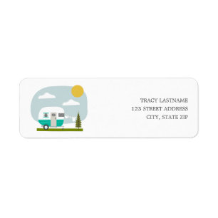 Adventure Retro Camper Turquoise Boy Baby Shower Label