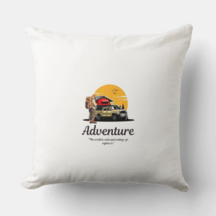 Adventure road trip camping truck outdoor explorer throw pillow