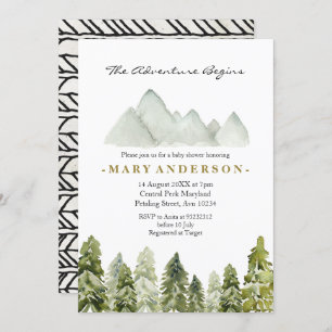Adventure Rustic Boho Forest baby shower Invitation