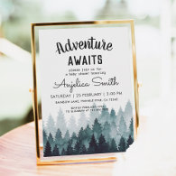 Adventure  Rustic Forest Baby Shower  Invitation