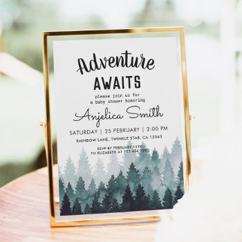 Adventure  Rustic Forest Baby Shower  Invitation by KYBABY at Zazzle