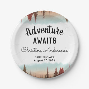 Adventure Rustic Forest Baby Shower Paper Plates