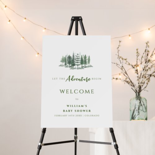 Adventure Rustic Forest Baby Shower Welcome Sign