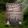 Adventure Rustic Forest Bonfire Lantern Retirement Invitation