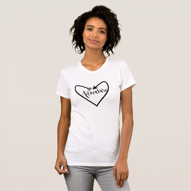 Adventure Script Heart Script Arrow Boho Chic T-Shirt (Front Full)