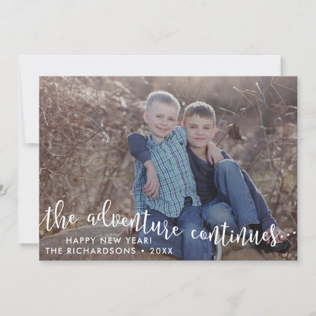 Adventure Script New Year Photo Card (Front)