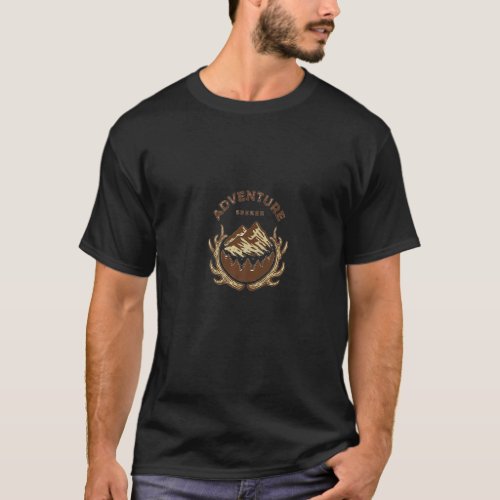 Adventure Seeker Mountain Stag Horns  T_Shirt