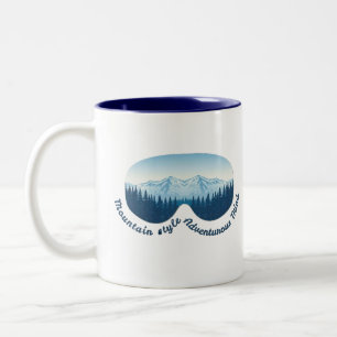 Adventure Ski Goggle Mountain Reflection  Two-Tone Coffee Mug