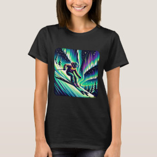 Adventure Skiing Under Northern Lights T-Shirt