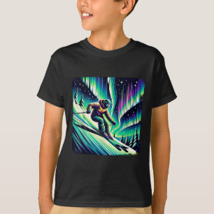 Adventure Skiing Under Northern Lights T-Shirt