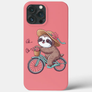 Adventure Sloth on Bike, Cute Sloth On A Bike Ride iPhone 13 Pro Max Case