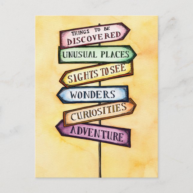 Adventure Street Sign Travel Art Postcard (Front)