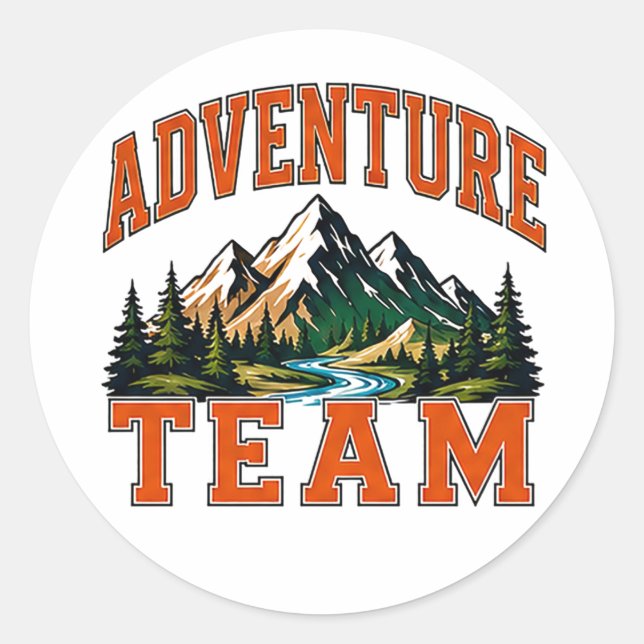 🏔️ Adventure Team Staff Typography 👕 Classic Round Sticker (Front)
