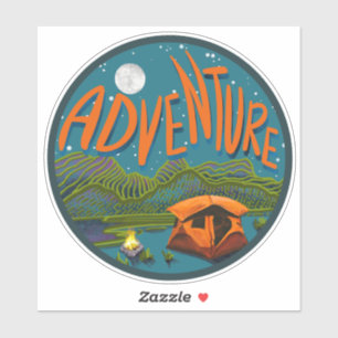 Adventure Tent Camping Mountains Vinyl Sticker