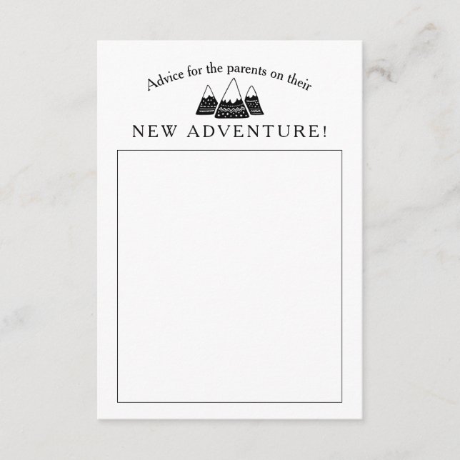 Adventure Theme Baby Shower Advice Card (Front)