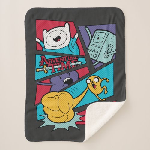 Adventure Time  Action Panel Graphic Sherpa Blanket