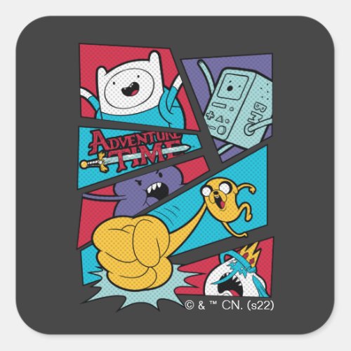 Adventure Time  Action Panel Graphic Square Sticker
