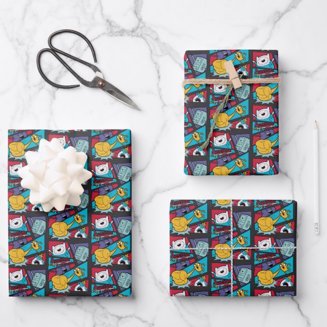 Adventure Time | Action Panel Graphic Wrapping Paper Sheets (Front)