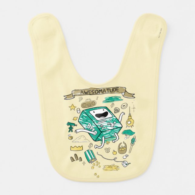 Adventure Time | "Awesomatude" BMO Sketch Baby Bib (Front)