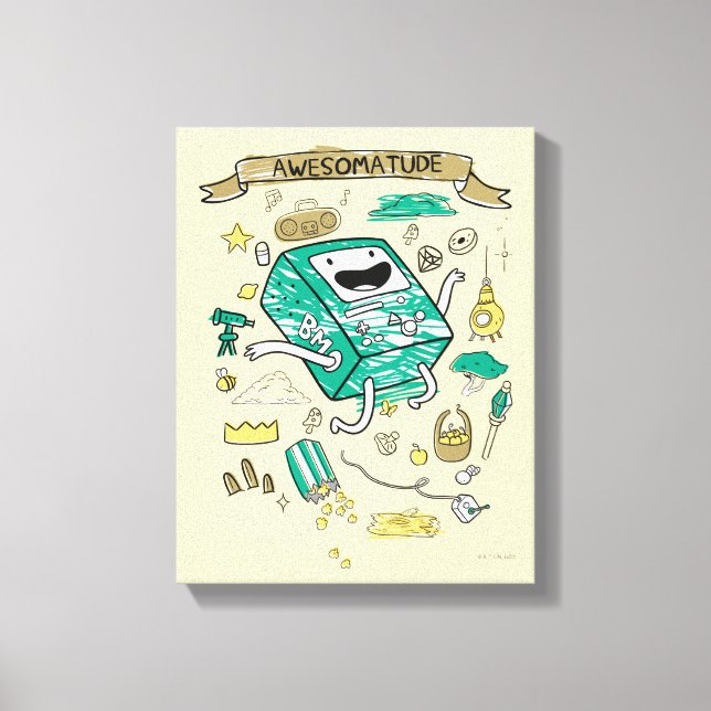Adventure Time | "Awesomatude" BMO Sketch Canvas Print (Front)