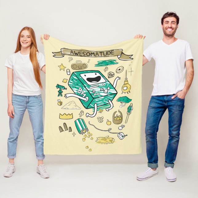 Adventure Time | "Awesomatude" BMO Sketch Fleece Blanket (In Situ)