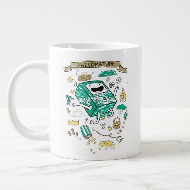 Adventure Time | "Awesomatude" BMO Sketch Giant Coffee Mug (Left)