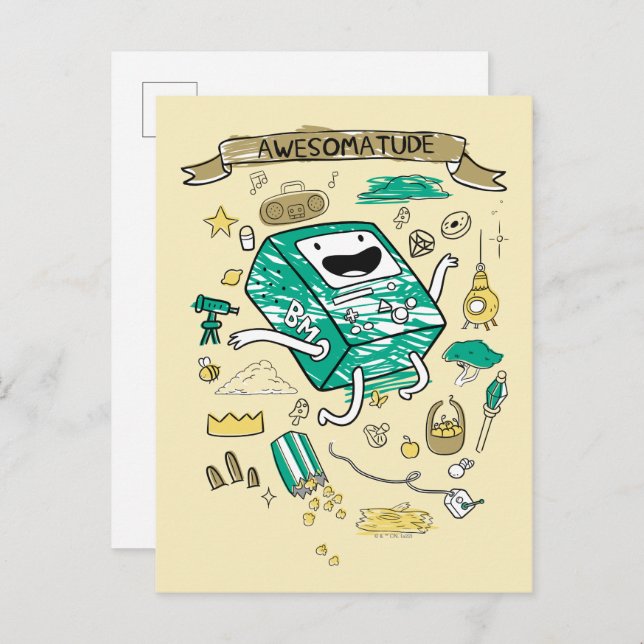 Adventure Time | "Awesomatude" BMO Sketch Postcard (Front/Back)