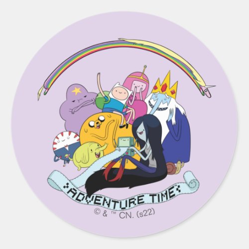 Adventure Time  BMO Group Graphic Classic Round Sticker