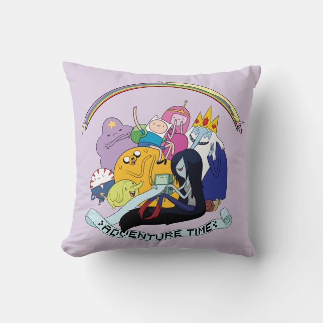 Adventure Time | BMO Group Graphic Throw Pillow (Front)