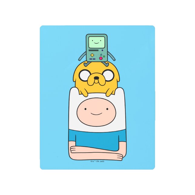 Adventure Time | BMO, Jake, & Finn Metal Print (Front)