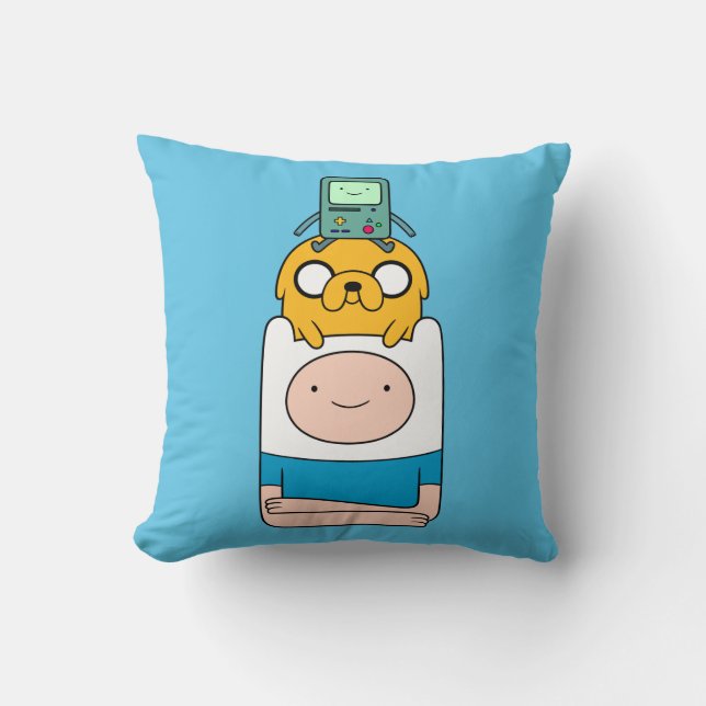 Adventure Time | BMO, Jake, & Finn Throw Pillow (Front)