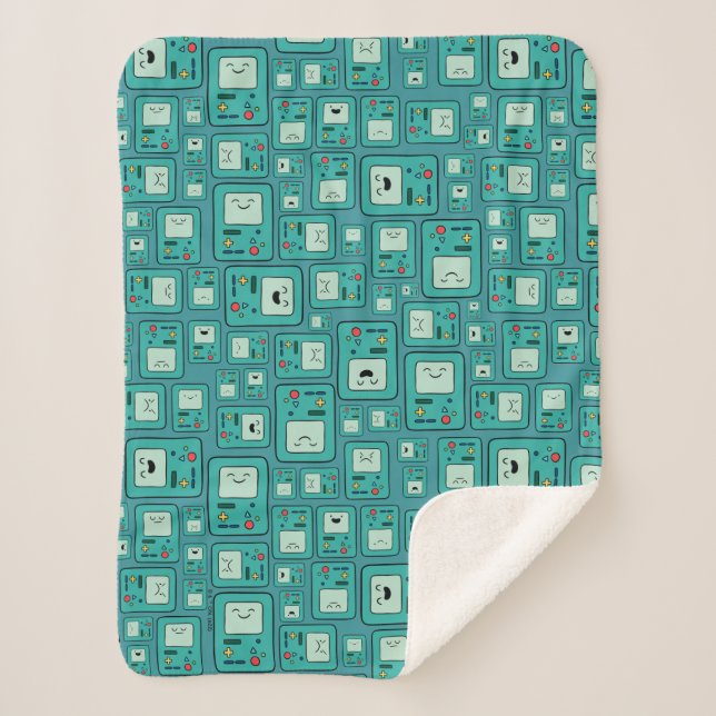 Adventure Time | BMO Pattern Sherpa Blanket (Front)