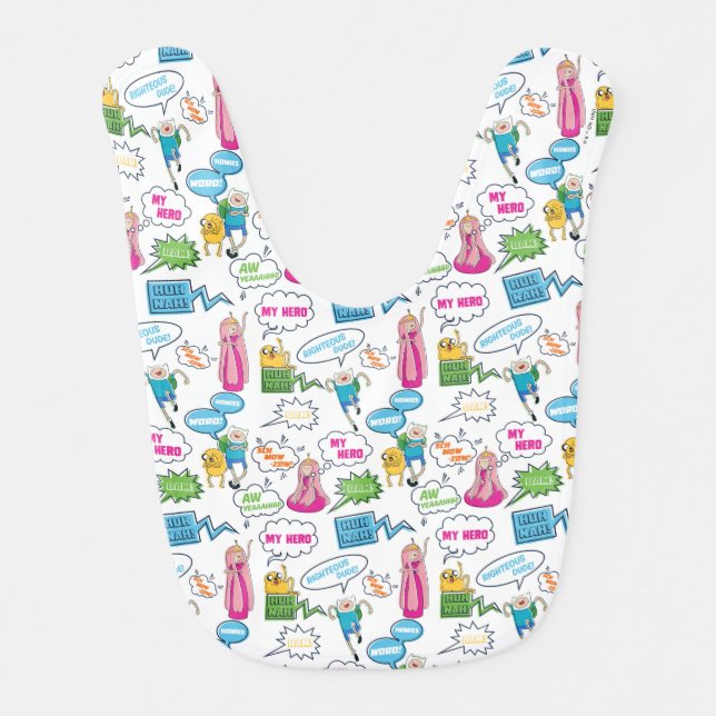 Adventure Time | Character Call-Out Pattern Baby Bib (Front)