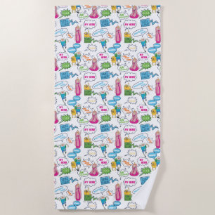 Adventure Time Character Call-Out Pattern Beach Towel