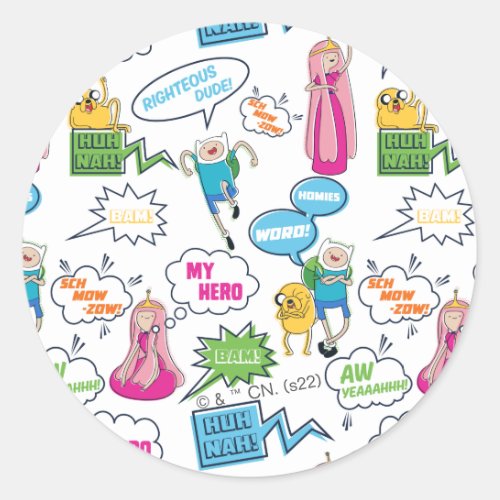 Adventure Time  Character Call_Out Pattern Classic Round Sticker