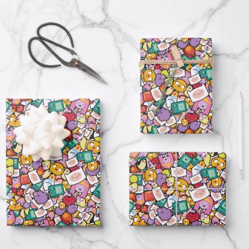 Adventure Time  Character Toss Pattern Wrapping Paper Sheets