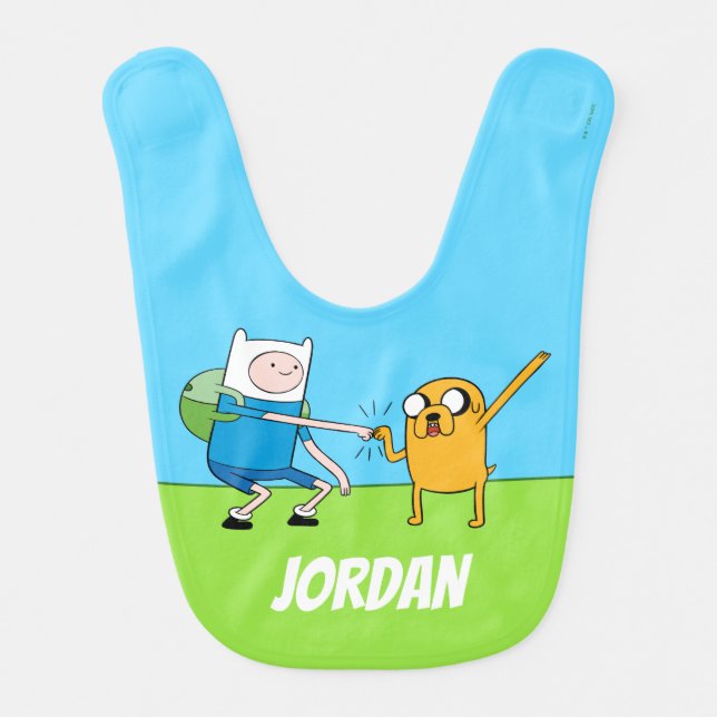 Adventure Time | Finn & Jake Fist Bump Baby Bib (Front)