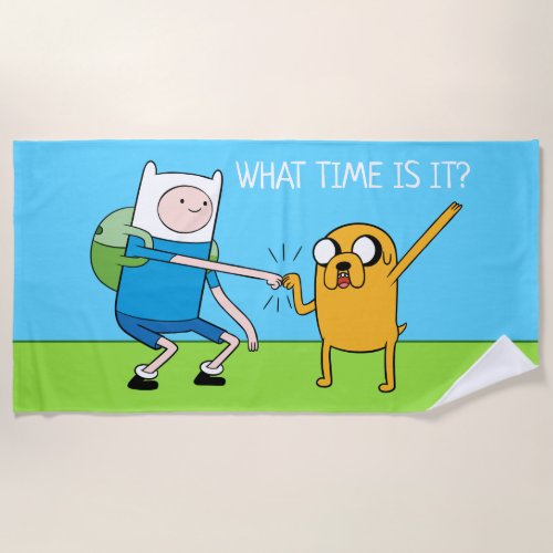 Adventure Time  Finn  Jake Fist Bump Beach Towel